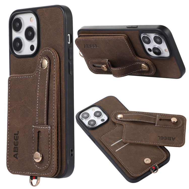 ABEEL Litchi Texture Card Bag Custodia per cellulare in PU, For iPhone 15 Pro Max, For iPhone 15 Pro, For iPhone 15 Plus, For iPhone 15, For iPhone 14 Plus, For iPhone 14