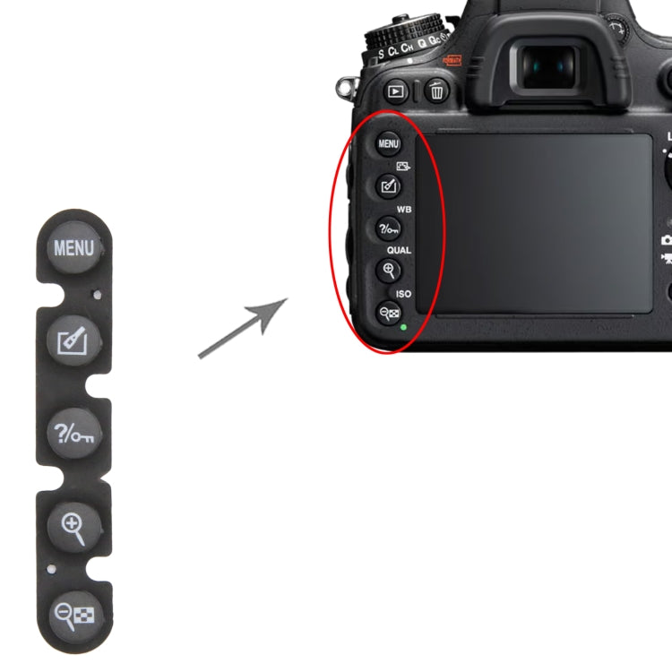 Tappo pulsante menu per fotocamere Nikon compatibili