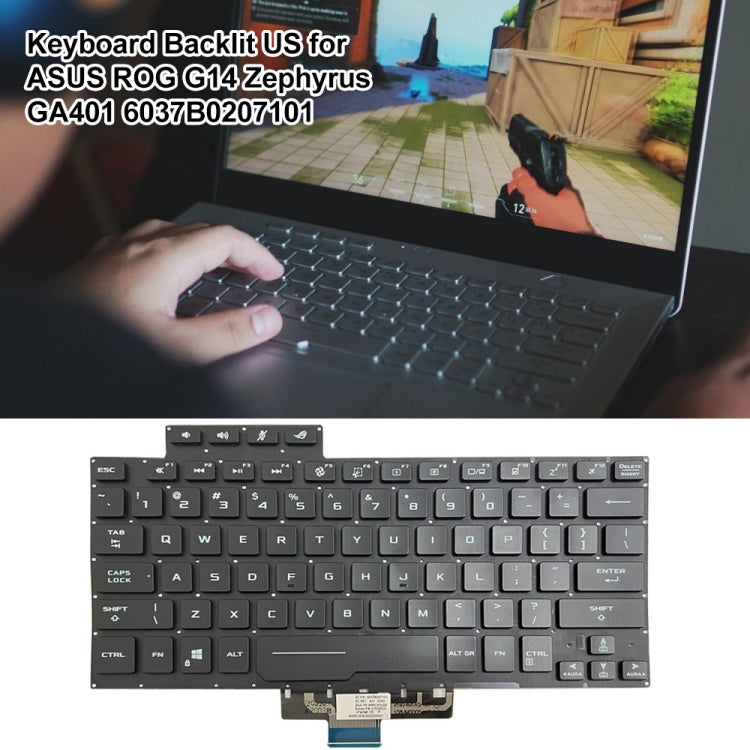 US Version Backlit Laptop Keyboard For ASUS ROG G14 Zephyrus GA401 GA401I