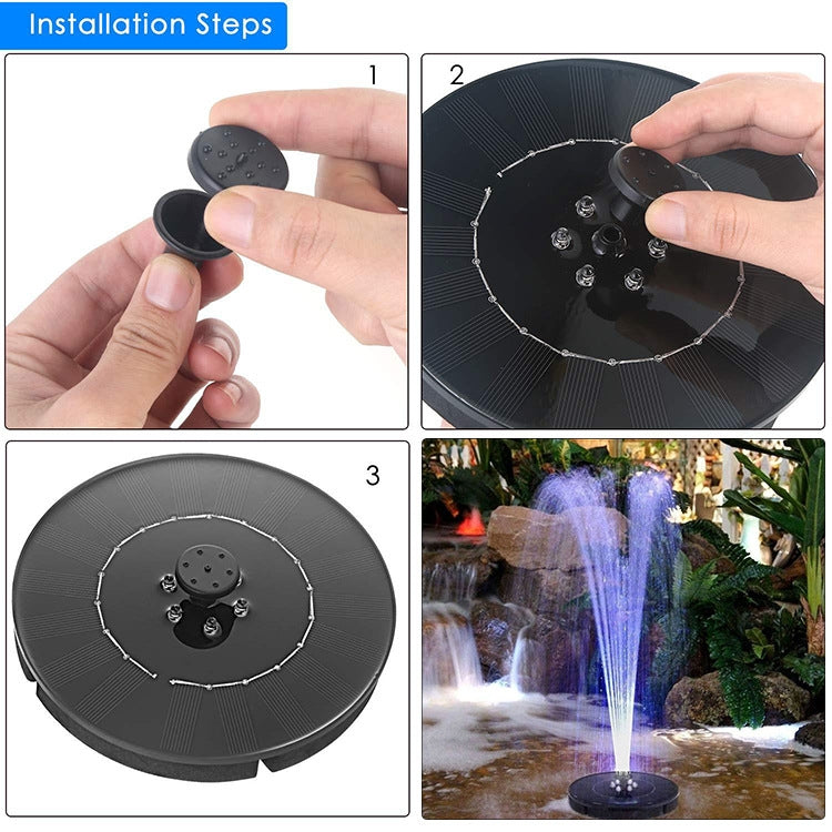 Pompa per fontana solare con luce LED, Fountain Pump with LED Light