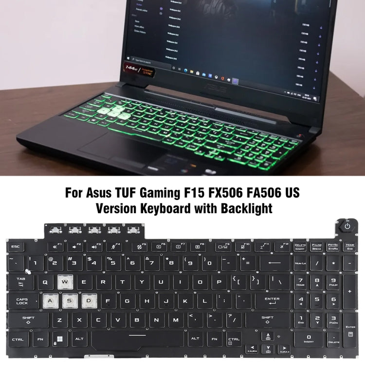 Tastiera per laptop retroilluminata versione USA, For Asus TUF Gaming F15 FX506 FA506