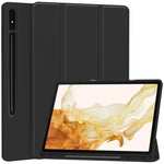 Custodia per tablet in pelle Smart TPU a 3 pieghe in puro colore con slot per penna, For Samsung Galaxy Tab S9+