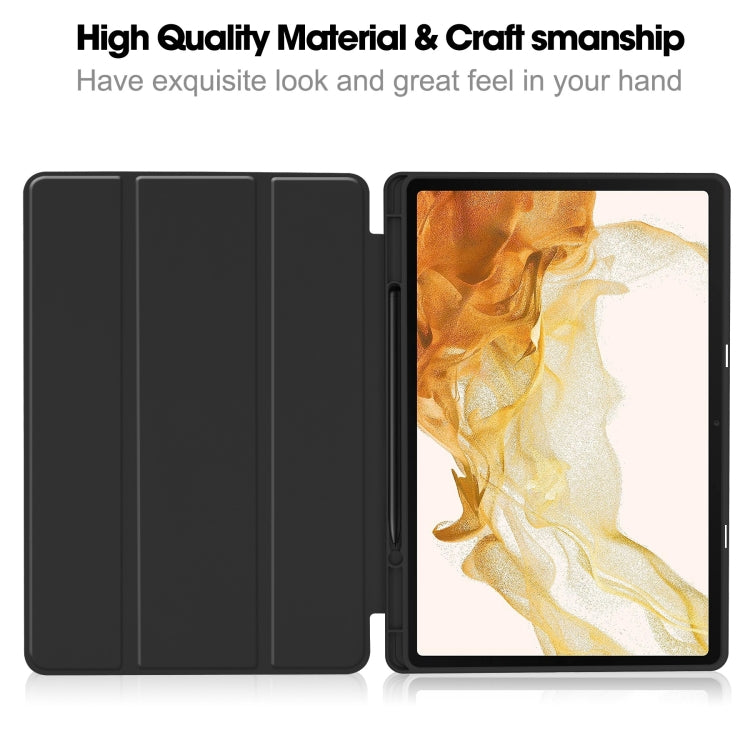 Custodia per tablet in pelle Smart TPU a 3 pieghe in puro colore con slot per penna, For Samsung Galaxy Tab S9+