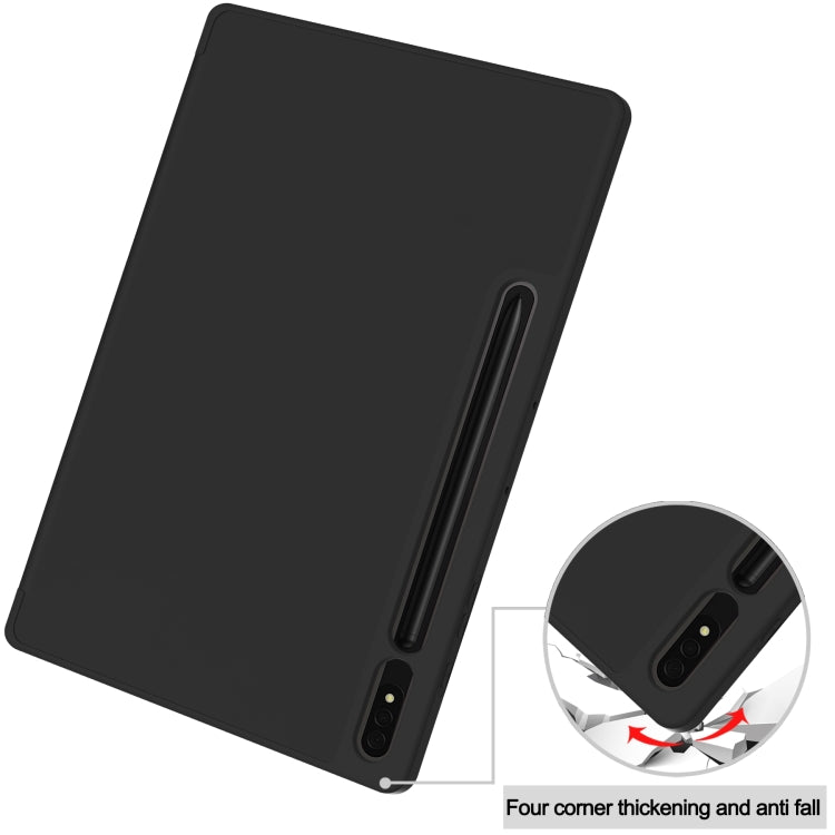 Custodia per tablet in pelle Smart TPU a 3 pieghe in puro colore con slot per penna, For Samsung Galaxy Tab S9+