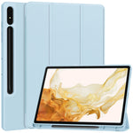 Custodia per tablet in pelle Smart TPU a 3 pieghe in puro colore con slot per penna, For Samsung Galaxy Tab S9+