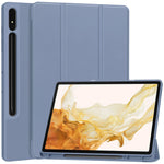 Custodia per tablet in pelle Smart TPU a 3 pieghe in puro colore con slot per penna, For Samsung Galaxy Tab S9+