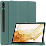 Custodia per tablet in pelle Smart TPU a 3 pieghe in puro colore con slot per penna, For Samsung Galaxy Tab S9+