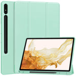 Custodia per tablet in pelle Smart TPU a 3 pieghe in puro colore con slot per penna, For Samsung Galaxy Tab S9+