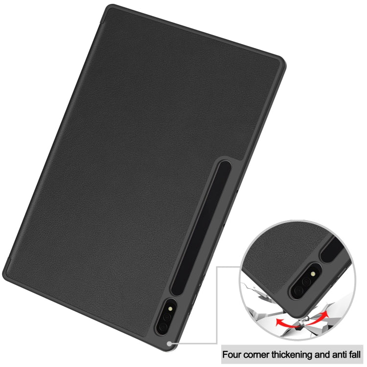 Custodia per tablet in pelle Smart TPU a 3 pieghe in puro colore con slot per penna, For Samsung Galaxy Tab S10 Ultra / S9 Ultra
