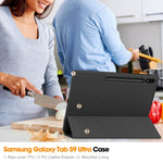 Custodia per tablet in pelle Smart TPU a 3 pieghe in puro colore con slot per penna, For Samsung Galaxy Tab S10 Ultra / S9 Ultra