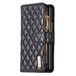 Custodia per telefono a conchiglia in pelle con portafoglio con cerniera Diamond Lattice, For Samsung Galaxy Z Fold5