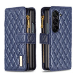 Custodia per telefono a conchiglia in pelle con portafoglio con cerniera Diamond Lattice, For Galaxy Z Fold8 5G, For Samsung Galaxy Z Fold7, For Samsung Galaxy Z Fold6, For Samsung Galaxy Z Fold5