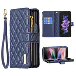 Custodia per telefono a conchiglia in pelle con portafoglio con cerniera Diamond Lattice, For Galaxy Z Fold8 5G, For Samsung Galaxy Z Fold7, For Samsung Galaxy Z Fold6, For Samsung Galaxy Z Fold5