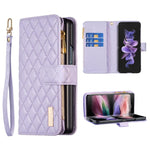 Custodia per telefono a conchiglia in pelle con portafoglio con cerniera Diamond Lattice, For Galaxy Z Fold8 5G, For Samsung Galaxy Z Fold7, For Samsung Galaxy Z Fold6, For Samsung Galaxy Z Fold5
