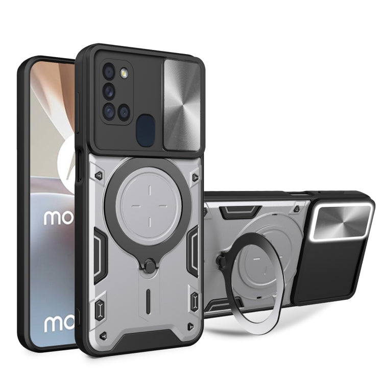 Custodia per telefono con supporto magnetico per camshield scorrevole con texture CD, For Samsung Galaxy Note20 Ultra, For Samsung Galaxy A21s, For Samsung Galaxy S20 Ultra, For Samsung Galaxy S20+