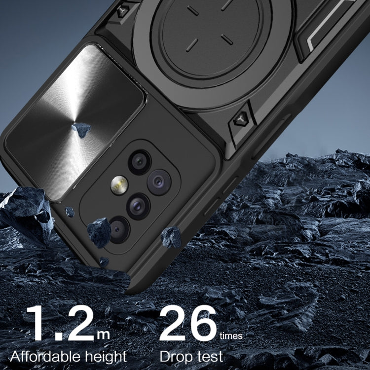 Custodia per telefono con supporto magnetico per camshield scorrevole con texture CD, For Samsung Galaxy A71 5G, For Samsung Galaxy A71 4G, For Samsung Galaxy A51 4G