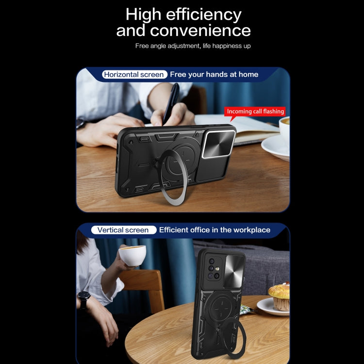 Custodia per telefono con supporto magnetico per camshield scorrevole con texture CD, For Samsung Galaxy A71 5G, For Samsung Galaxy A71 4G, For Samsung Galaxy A51 4G