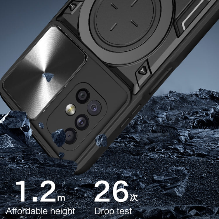Custodia per telefono con supporto magnetico per camshield scorrevole con texture CD, For Samsung Galaxy A71 5G, For Samsung Galaxy A71 4G, For Samsung Galaxy A51 4G