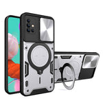 Custodia per telefono con supporto magnetico per camshield scorrevole con texture CD, For Samsung Galaxy A71 5G, For Samsung Galaxy A71 4G, For Samsung Galaxy A51 4G