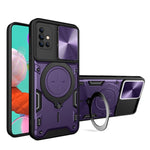 Custodia per telefono con supporto magnetico per camshield scorrevole con texture CD, For Samsung Galaxy A71 5G, For Samsung Galaxy A71 4G, For Samsung Galaxy A51 4G