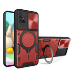 Custodia per telefono con supporto magnetico per camshield scorrevole con texture CD, For Samsung Galaxy A71 5G, For Samsung Galaxy A71 4G, For Samsung Galaxy A51 4G