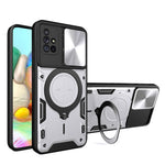 Custodia per telefono con supporto magnetico per camshield scorrevole con texture CD, For Samsung Galaxy A71 5G, For Samsung Galaxy A71 4G, For Samsung Galaxy A51 4G