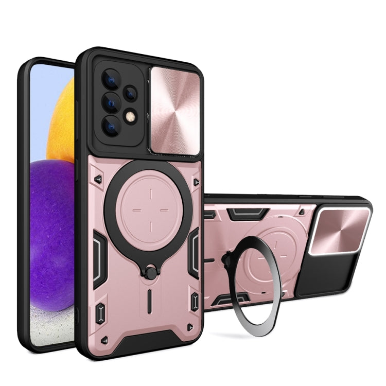Custodia per telefono con supporto magnetico per camshield scorrevole con texture CD, For Samsung Galaxy A32 4G, For Samsung Galaxy A72 4G / 5G, For Samsung Galaxy A52 5G / 4G, For Samsung Galaxy A32 5G