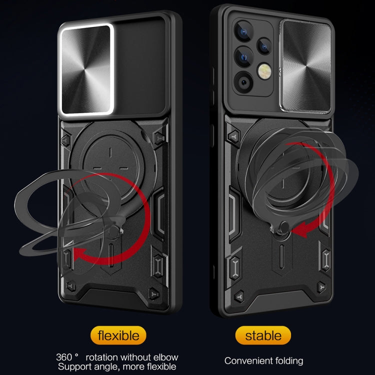 Custodia per telefono con supporto magnetico per camshield scorrevole con texture CD, For Samsung Galaxy A32 4G, For Samsung Galaxy A72 4G / 5G, For Samsung Galaxy A52 5G / 4G, For Samsung Galaxy A32 5G