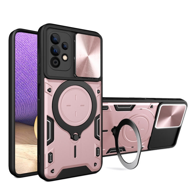 Custodia per telefono con supporto magnetico per camshield scorrevole con texture CD, For Samsung Galaxy A32 4G, For Samsung Galaxy A72 4G / 5G, For Samsung Galaxy A52 5G / 4G, For Samsung Galaxy A32 5G