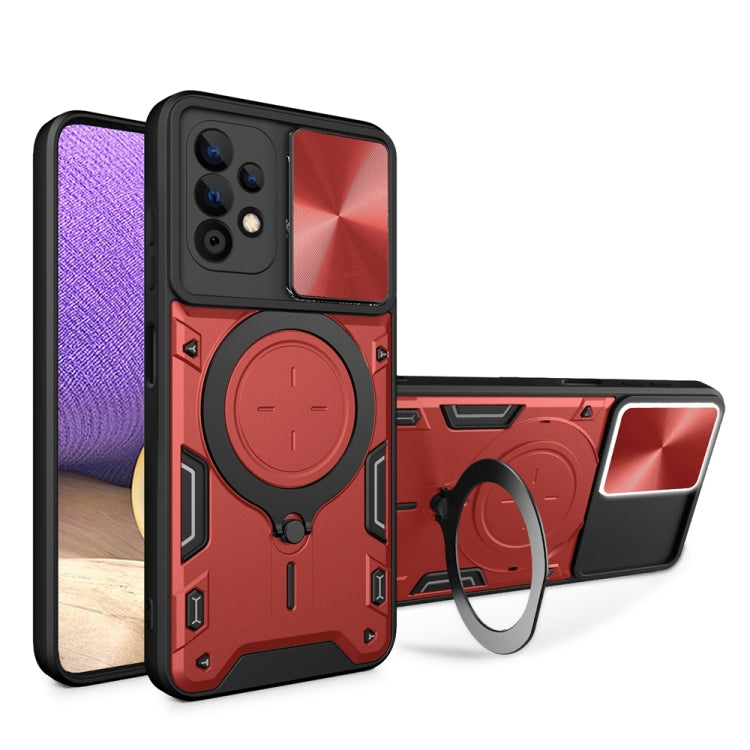 Custodia per telefono con supporto magnetico per camshield scorrevole con texture CD, For Samsung Galaxy A32 4G, For Samsung Galaxy A72 4G / 5G, For Samsung Galaxy A52 5G / 4G, For Samsung Galaxy A32 5G