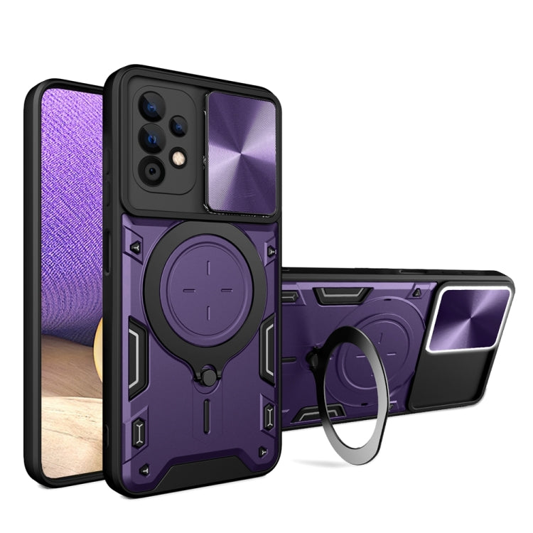 Custodia per telefono con supporto magnetico per camshield scorrevole con texture CD, For Samsung Galaxy A32 4G, For Samsung Galaxy A72 4G / 5G, For Samsung Galaxy A52 5G / 4G, For Samsung Galaxy A32 5G