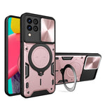 Custodia per telefono con supporto magnetico per camshield scorrevole con texture CD, For Samsung Galaxy A35 5G, For Samsung Galaxy S23 FE 5G, For Samsung Galaxy M53 5G, For Samsung Galaxy M33 5G