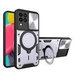 Custodia per telefono con supporto magnetico per camshield scorrevole con texture CD, For Samsung Galaxy A35 5G, For Samsung Galaxy S23 FE 5G, For Samsung Galaxy M53 5G, For Samsung Galaxy M33 5G