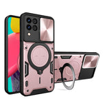 Custodia per telefono con supporto magnetico per camshield scorrevole con texture CD, For Samsung Galaxy A35 5G, For Samsung Galaxy S23 FE 5G, For Samsung Galaxy M53 5G, For Samsung Galaxy M33 5G