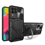 Custodia per telefono con supporto magnetico per camshield scorrevole con texture CD, For Samsung Galaxy A35 5G, For Samsung Galaxy S23 FE 5G, For Samsung Galaxy M53 5G, For Samsung Galaxy M33 5G
