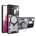 Custodia per telefono con supporto magnetico per camshield scorrevole con texture CD, For Samsung Galaxy A35 5G, For Samsung Galaxy S23 FE 5G, For Samsung Galaxy M53 5G, For Samsung Galaxy M33 5G
