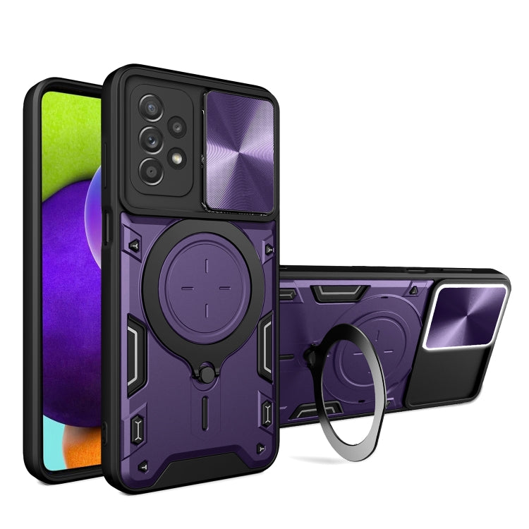 Custodia per telefono con supporto magnetico per camshield scorrevole con texture CD, For Samsung Galaxy A32 4G, For Samsung Galaxy A72 4G / 5G, For Samsung Galaxy A52 5G / 4G, For Samsung Galaxy A32 5G