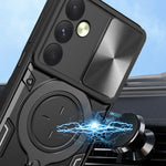 Custodia per telefono con supporto magnetico per camshield scorrevole con texture CD, For Samsung Galaxy A35 5G, For Samsung Galaxy S23 FE 5G, For Samsung Galaxy M53 5G, For Samsung Galaxy M33 5G