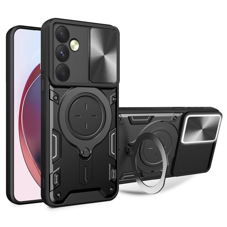 Custodia per telefono con supporto magnetico per camshield scorrevole con texture CD, For Samsung Galaxy A35 5G, For Samsung Galaxy S23 FE 5G, For Samsung Galaxy M53 5G, For Samsung Galaxy M33 5G