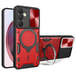 Custodia per telefono con supporto magnetico per camshield scorrevole con texture CD, For Samsung Galaxy A35 5G, For Samsung Galaxy S23 FE 5G, For Samsung Galaxy M53 5G, For Samsung Galaxy M33 5G
