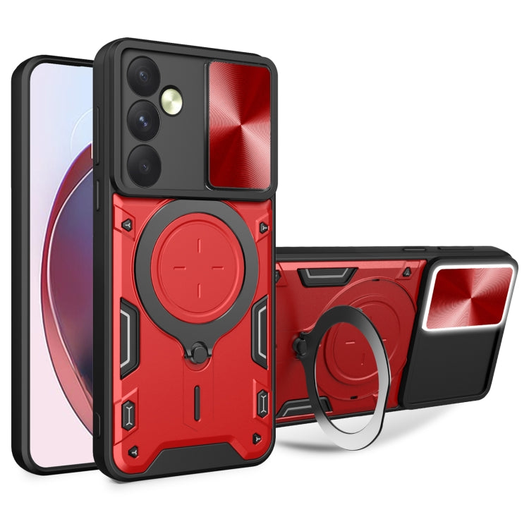Custodia per telefono con supporto magnetico per camshield scorrevole con texture CD, For Samsung Galaxy A35 5G, For Samsung Galaxy S23 FE 5G, For Samsung Galaxy M53 5G, For Samsung Galaxy M33 5G
