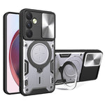 Custodia per telefono con supporto magnetico per camshield scorrevole con texture CD, For Samsung Galaxy A35 5G, For Samsung Galaxy S23 FE 5G, For Samsung Galaxy M53 5G, For Samsung Galaxy M33 5G
