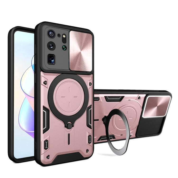 Custodia per telefono con supporto magnetico per camshield scorrevole con texture CD, For Samsung Galaxy Note20 Ultra, For Samsung Galaxy A21s, For Samsung Galaxy S20 Ultra, For Samsung Galaxy S20+