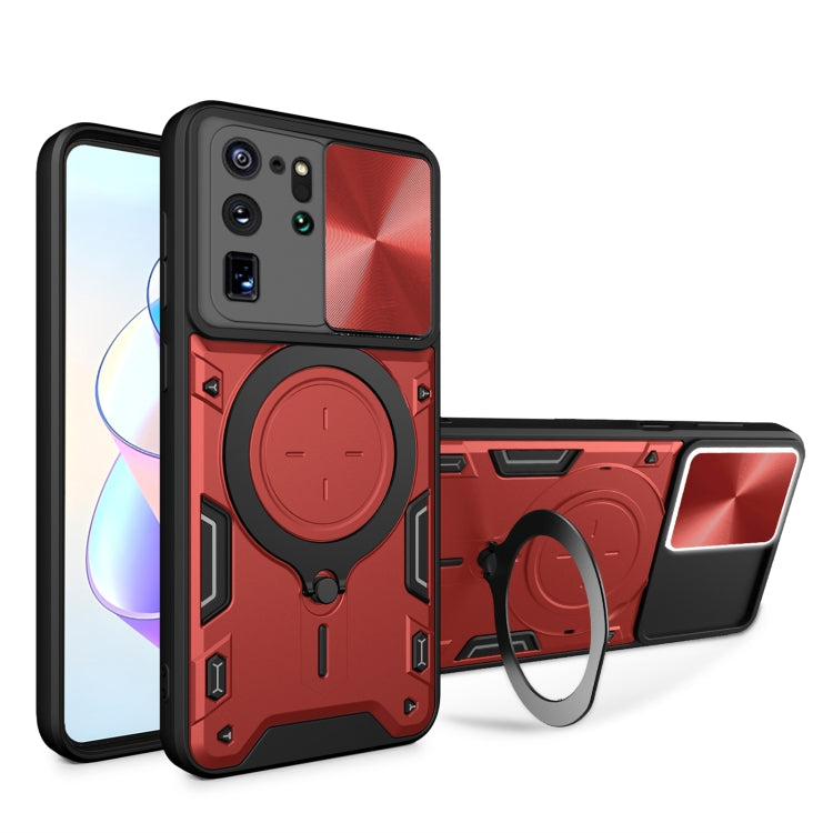 Custodia per telefono con supporto magnetico per camshield scorrevole con texture CD, For Samsung Galaxy Note20 Ultra, For Samsung Galaxy A21s, For Samsung Galaxy S20 Ultra, For Samsung Galaxy S20+