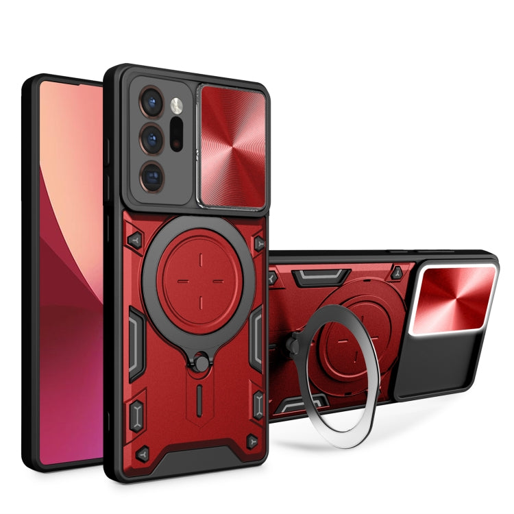 Custodia per telefono con supporto magnetico per camshield scorrevole con texture CD, For Samsung Galaxy Note20 Ultra, For Samsung Galaxy A21s, For Samsung Galaxy S20 Ultra, For Samsung Galaxy S20+