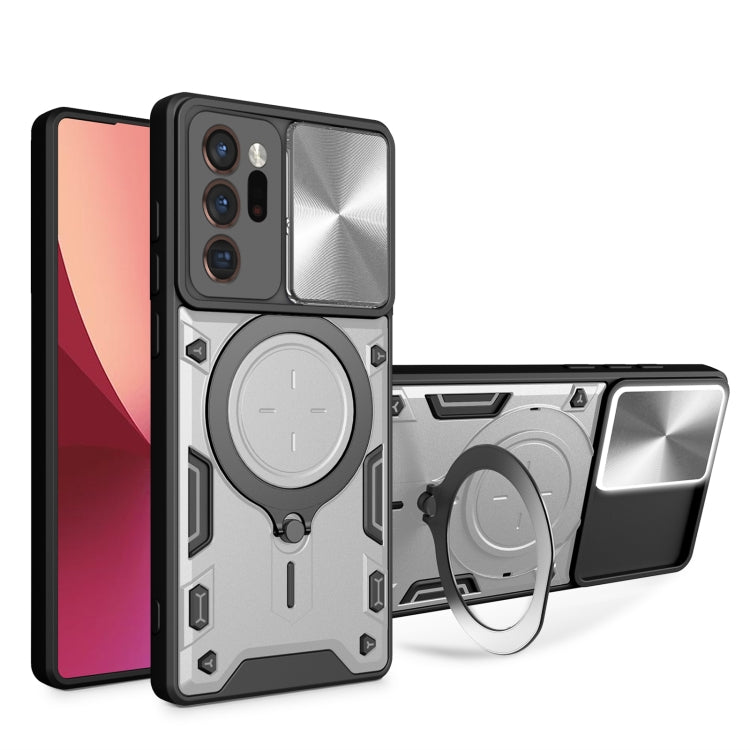 Custodia per telefono con supporto magnetico per camshield scorrevole con texture CD, For Samsung Galaxy Note20 Ultra, For Samsung Galaxy A21s, For Samsung Galaxy S20 Ultra, For Samsung Galaxy S20+