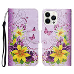 Custodia per cellulare in pelle flip disegno colorato 3D, For iPhone 15 Pro