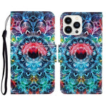 Custodia per cellulare in pelle flip disegno colorato 3D, For iPhone 15 Pro