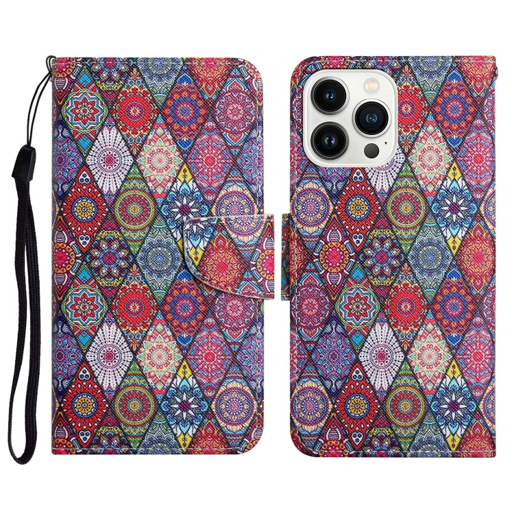 Custodia per cellulare in pelle flip disegno colorato 3D, For iPhone 15 Pro