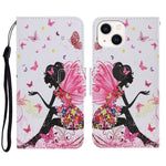 Custodia per cellulare in pelle flip disegno colorato 3D, For iPhone 15